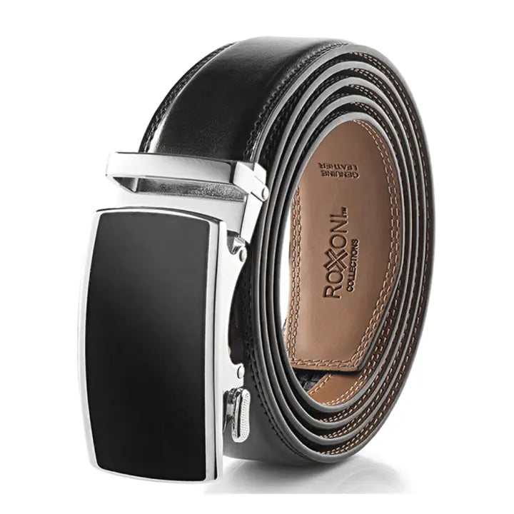 Genuine Leather Ratchet Belt with Automatic Buckle