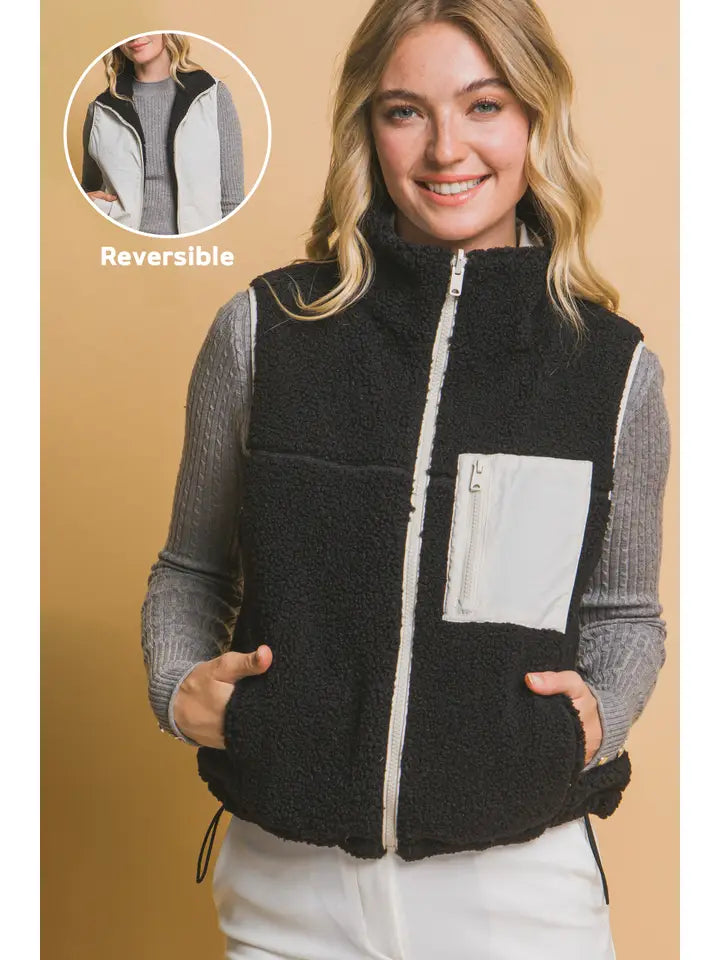 Reversible Fleece Vest with Side Pockets