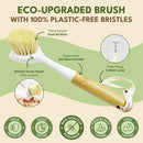 Natural Cleaning Dish Brush - 1 Pc Bamboo Brush with Handle