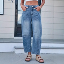 Washed Balloon Leg Denim Jeans with Belt