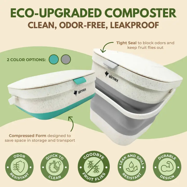 Collapsible Kitchen Compost Bin - 1 Gal Home Composter