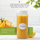 JoyJolt Reusable Glass Juice Bottles with Lids - Set of 8