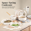 Gotham Steel 18pc Set Detachable Handle in Cream