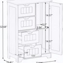 White Freestanding Storage Cabinet with 4 Drawers and 1 Door