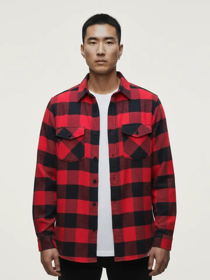 Flannel Long Sleeve Buffalo Plaid Shirt