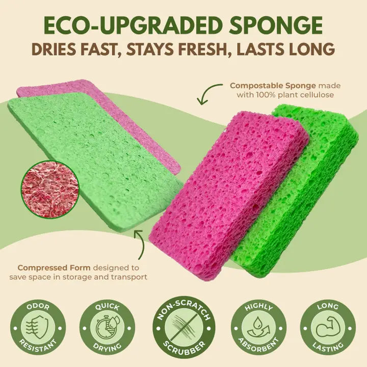 Compostable Kitchen Sponge - 6 Pack Eco Pop Up Sponges