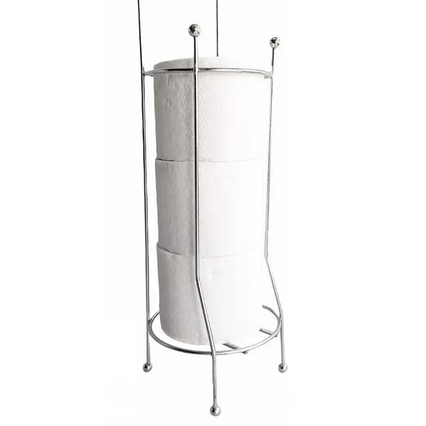 26" Tall - Silver Metal Toilet Paper Storage Stand Holder