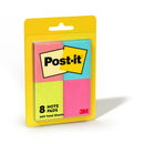 Post-it Notes, 8 Pads, 1 3/8 in x 1 7/8 in, Clean Removal, School Supplies and Office Products, Sticky Notes