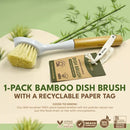 Natural Cleaning Dish Brush - 1 Pc Bamboo Brush with Handle
