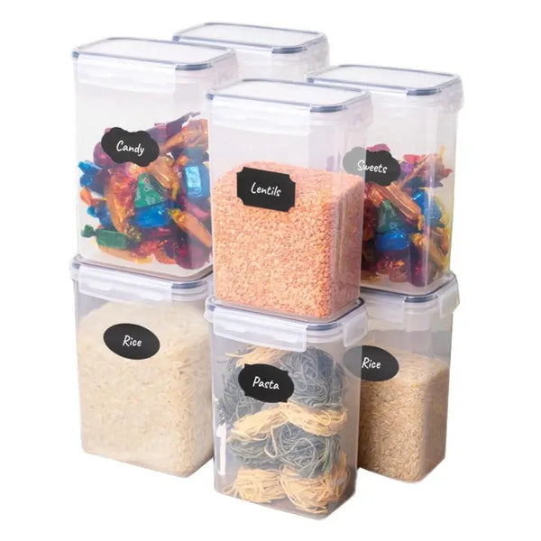 2-Liter Plastic Food Storage Containers Set of 8 with Labels