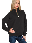 Fleece Half Zip Sweatshirt - Zenana - OutletSavings