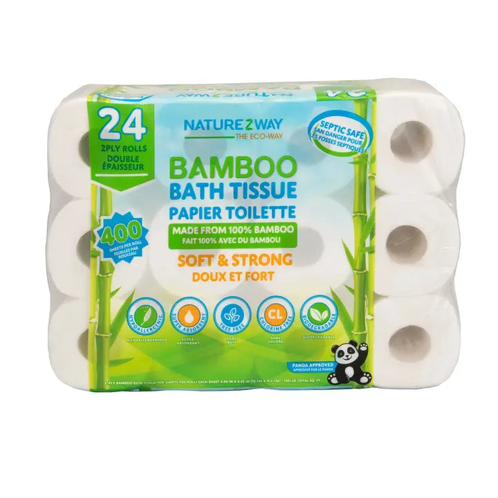 Bamboo Bath Tissue 2-Ply | 400 Sheets/Roll | 24 Rolls