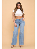 Mid-Low Rise Stretchy Wide Leg Denim Jeans