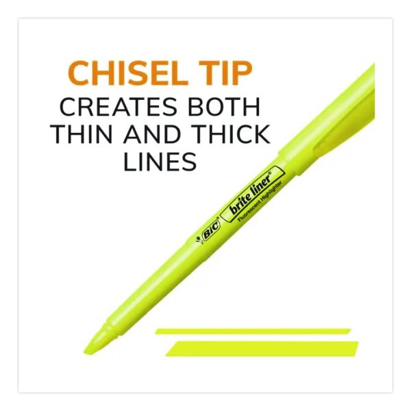 BIC Brite Liner Highlighters Pocket Style, Chisel Point, Assorted, 5-Pack
