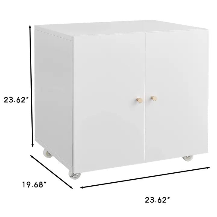 Mobile Office Printer Stand with File Drawer White