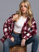 Long Sleeve Check Printed Fleece Shacket - OutletSavings