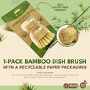 Eco Kitchen Cleaning Supplies - 1 Pack Bamboo Dish Brush