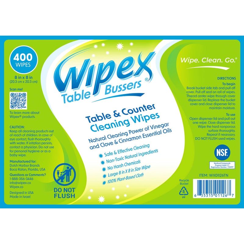 Table Bussers® Natural All-Purpose Cleaning Wipes | Compostable Cloth | Portable Dispensing Bucket