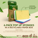 Compostable Kitchen Sponge - 6 Pack Eco Pop Up Sponges