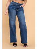 Mid-Low Rise Stretchy Wide Leg Denim Jeans