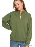 Fleece Half Zip Sweatshirt - Zenana - OutletSavings