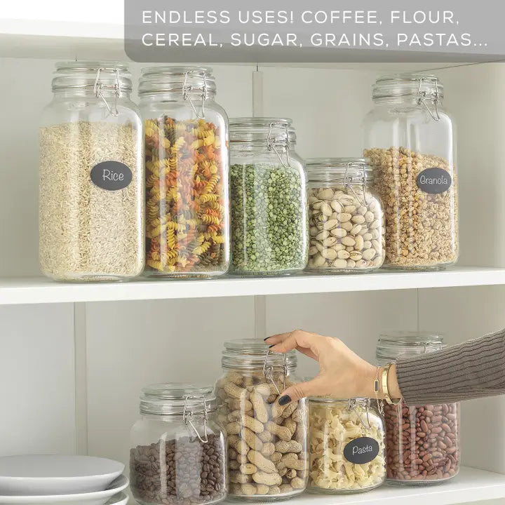 Glass Food Storage Jar with Airtight Clamp Lids - Set of 3