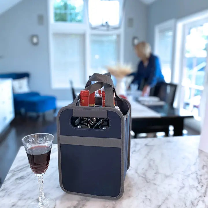 4-Bottle Wine Tote Collapsible Reusable