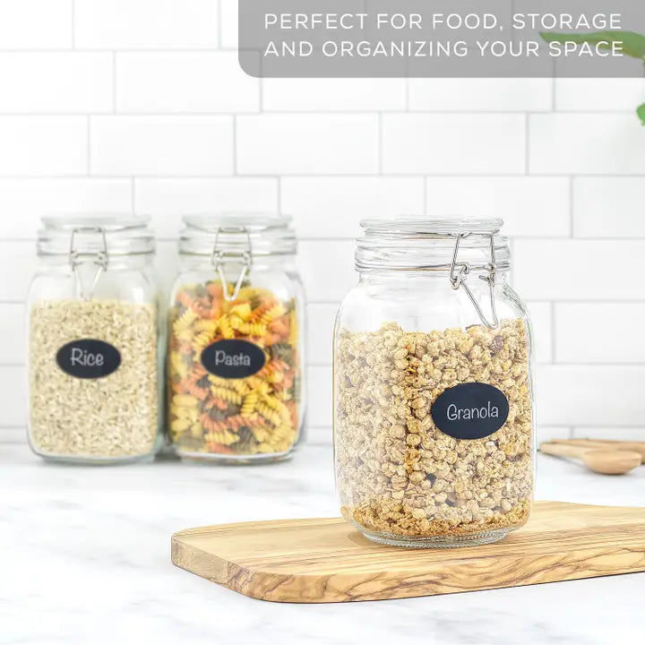 Glass Food Storage Jar with Airtight Clamp Lids - Set of 3