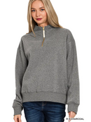 Fleece Half Zip Sweatshirt - Zenana - OutletSavings