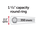 3-Ring Durable View Binder, 1-1/2" Round Rings, Pink
