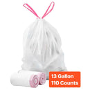 Drawstring garbage bags 13 gal/pack of 110