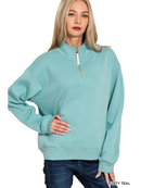 Fleece Half Zip Sweatshirt - Zenana - OutletSavings