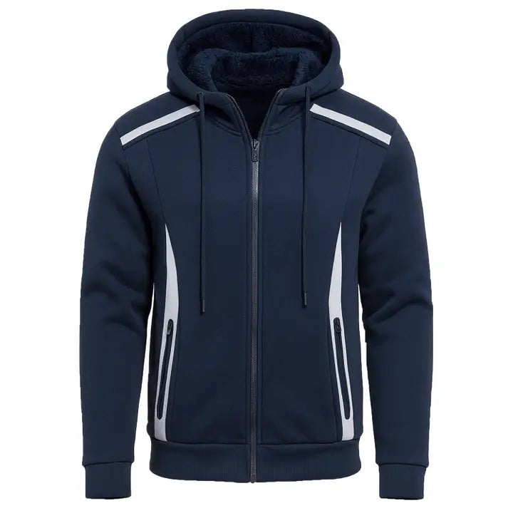 Men's Sherpa Fleece Lined Reflective Tech Zip Hoodie