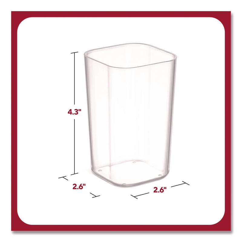 TRU RED Stackable Plastic Pencil Cup, 2.61 x 2.61 x 4.3, Clear