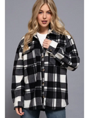 Long Sleeve Check Printed Fleece Shacket - OutletSavings