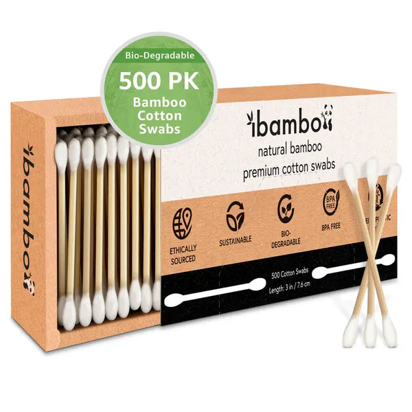 Ibambo Bamboo Cotton Swabs - 500 Pack