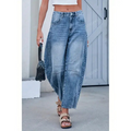Washed Balloon Leg Denim Jeans with Belt