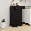 Black Tilt-Out Trash Cabinet with Drawer and Storage