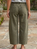 Solid Denim Barrel Jeans High Waist Patch Pocket Ankle