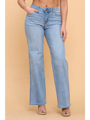 Mid-Low Rise Stretchy Wide Leg Denim Jeans