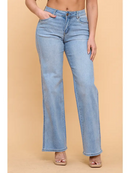 Mid-Low Rise Stretchy Wide Leg Denim Jeans