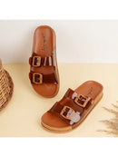 Minata Platform Buckled Slide Sandals - OutletSavings