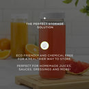 JoyJolt Reusable Glass Juice Bottles with Lids - Set of 8