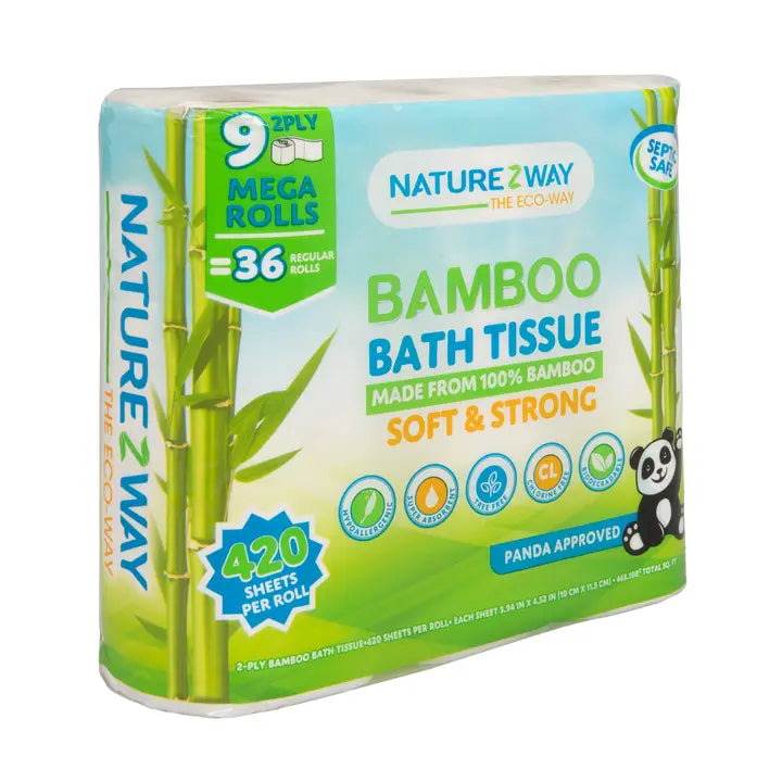 Bamboo Bath Tissue | 2-Ply | 9 Rolls Per Pack