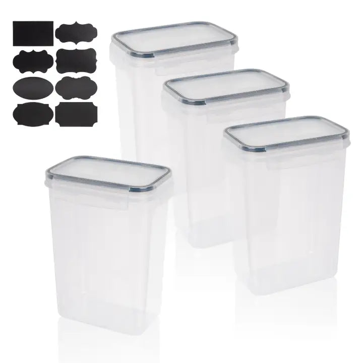 2-Liter Plastic Food Storage Containers Set of 8 with Labels
