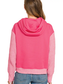 Textured Sweater Contrast Hoodie
