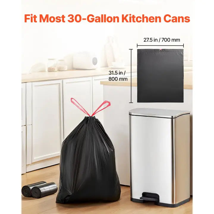 Drawstring garbage bags 30 gal/pack of 50