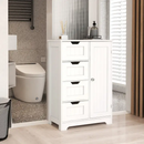 White Freestanding Storage Cabinet with 4 Drawers and 1 Door
