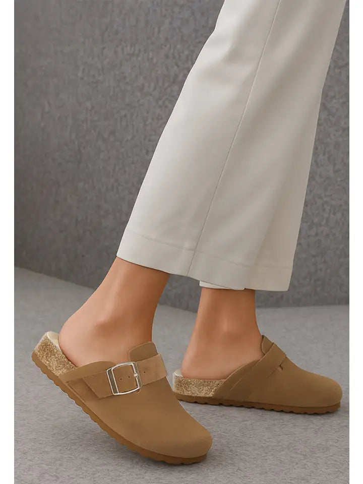 Ratiha Buckle Accent Slip-On Footbed Mules