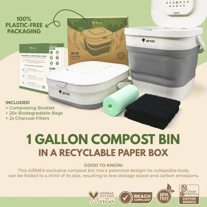 Collapsible Kitchen Compost Bin - 1 Gal Home Composter